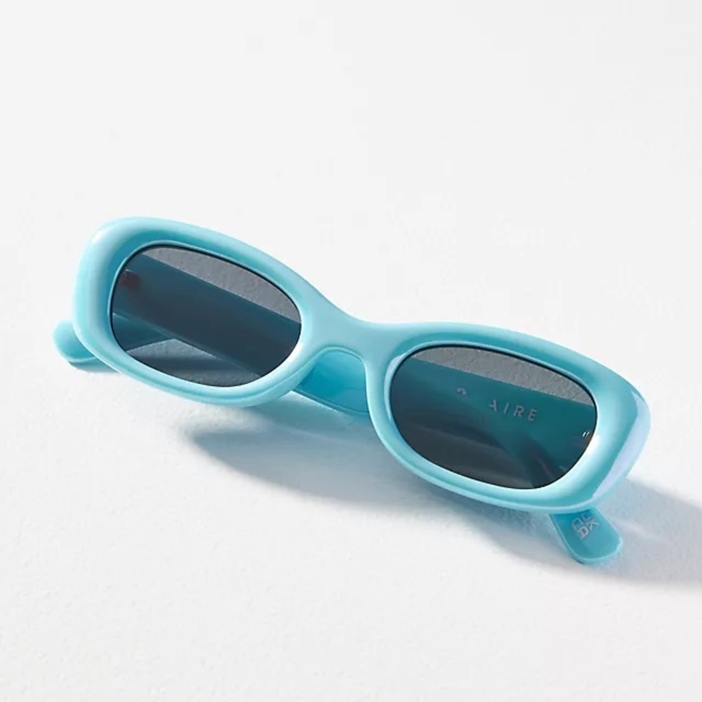 Anthropologie Aire Blue Rectangular Sunglasses New